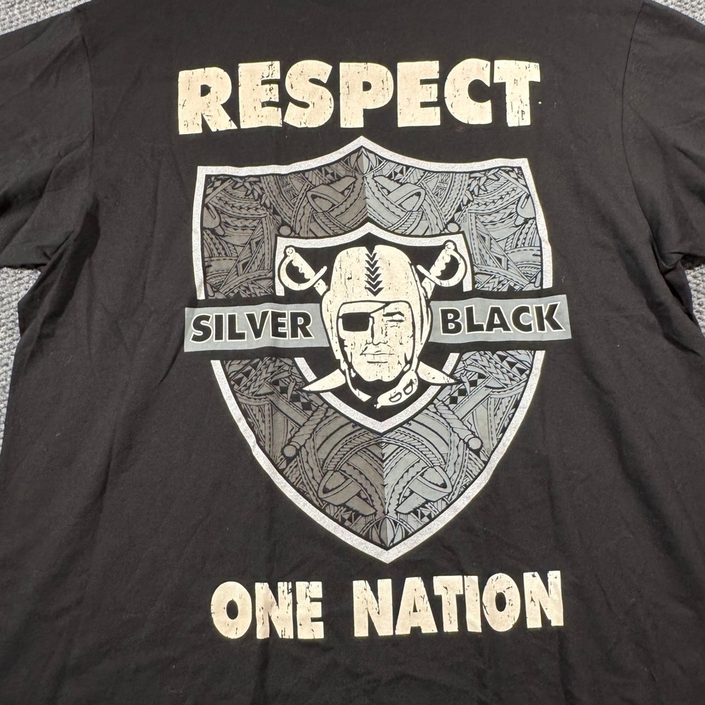 Shaka Wear Mens 2XL Las Vegas Raiders Respect One Nation Graphic T-Shirt Black